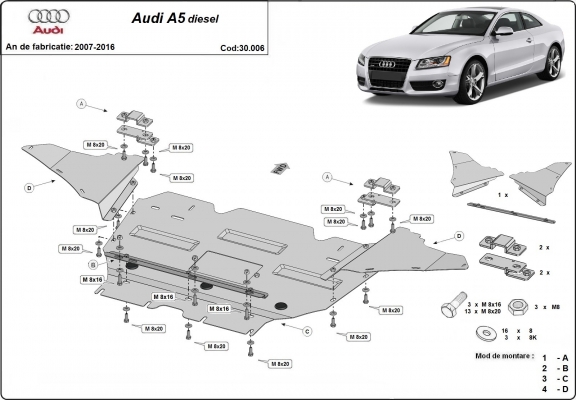 Steel sump guard for Audi A5, diesel