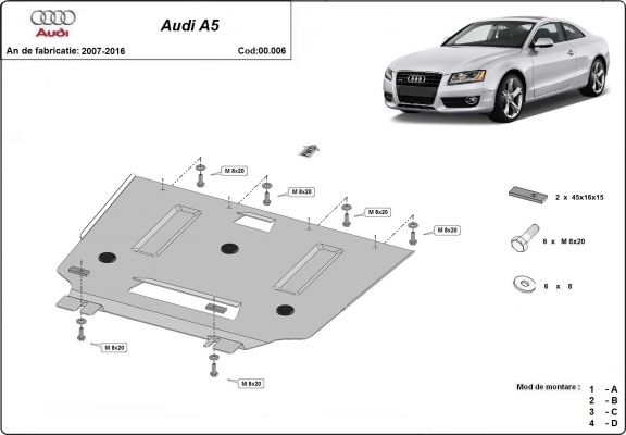 Steel gearbox guard for Audi A5