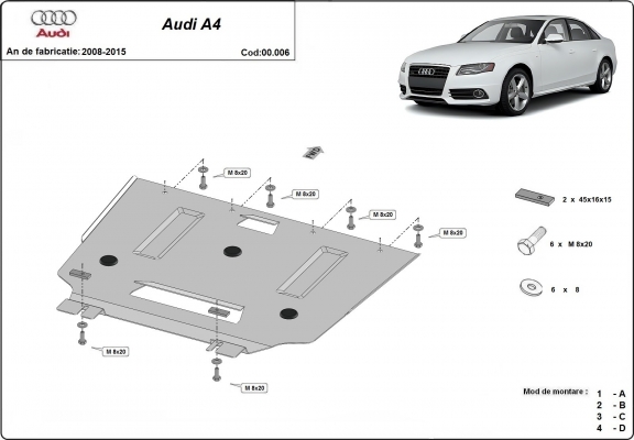 Steel gearbox guard for Audi A4 4 B8