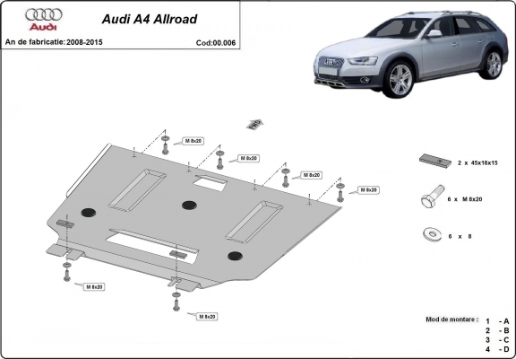 Steel gearbox guard for Audi A4 4 B8 All Road