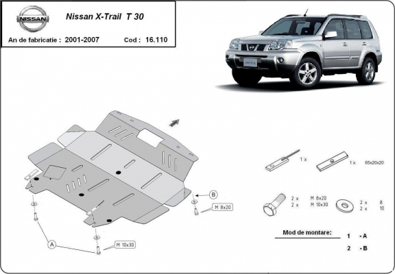Steel sump guard for Nissan X-Trail T30