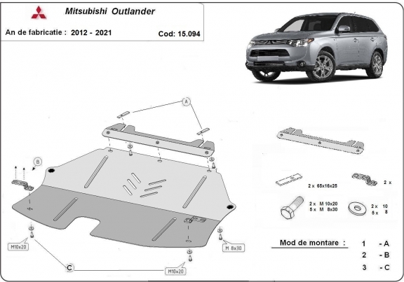 Steel sump guard for Mitsubishi Outlander