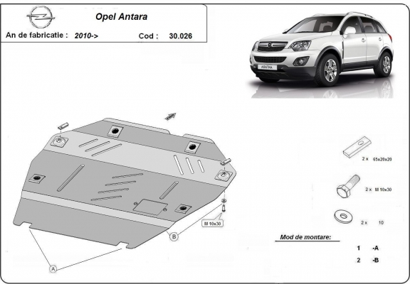 Steel sump guard for Vauxhall Antara