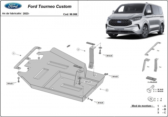 Steel AdBlue tank guard for Ford Tourneo Custom