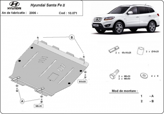 Steel sump guard for Hyundai Santa Fe
