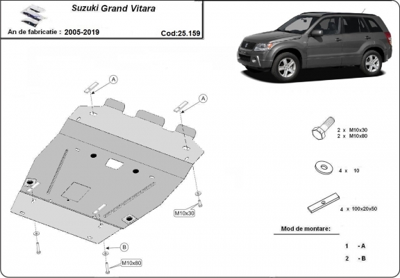 Steel sump guard for Suzuki Grand Vitara - promotional package