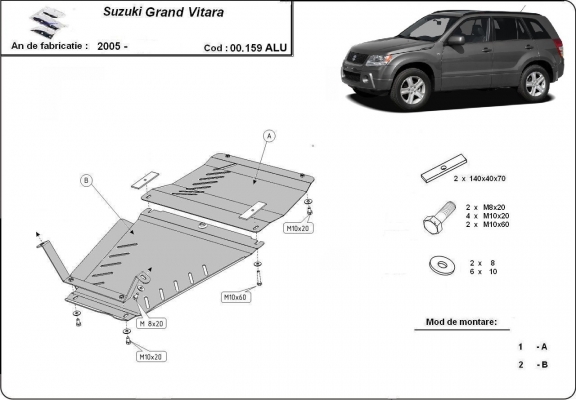 Aluminium sump guard for Suzuki Grand Vitara - promotional package