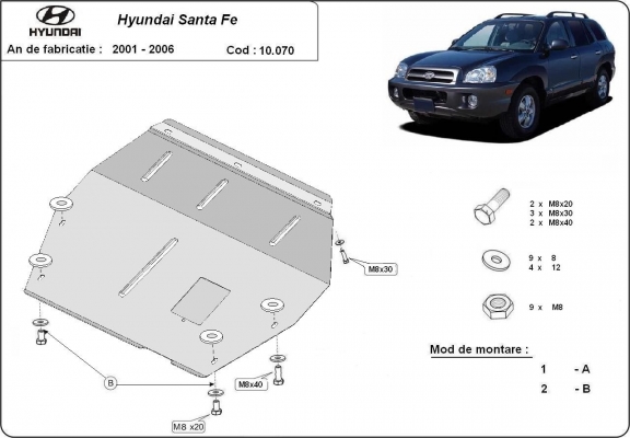 Steel sump guard for Hyundai Santa Fe