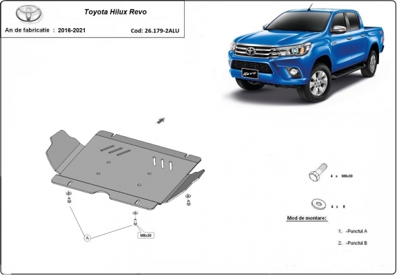 Aluminum sump guard for Toyota Hilux Revo
