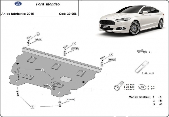 Steel sump guard for Ford Mondeo 5