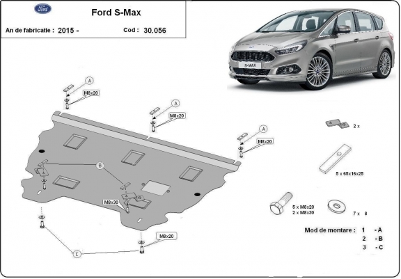 Steel sump guard for Ford S-Max