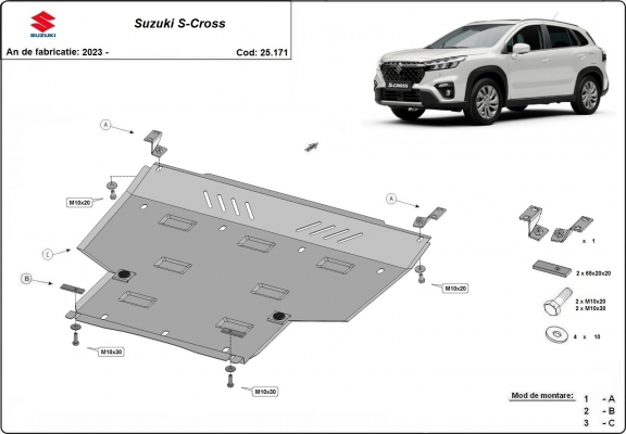 Steel sump guard for Suzuki S-Cross - promotional package