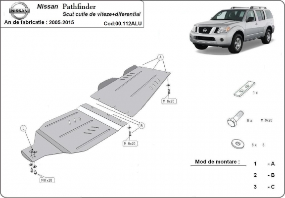 Aluminum gearbox guard for Nissan Pathfinder