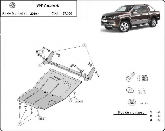 Steel sump guard for Volkswagen Amarok