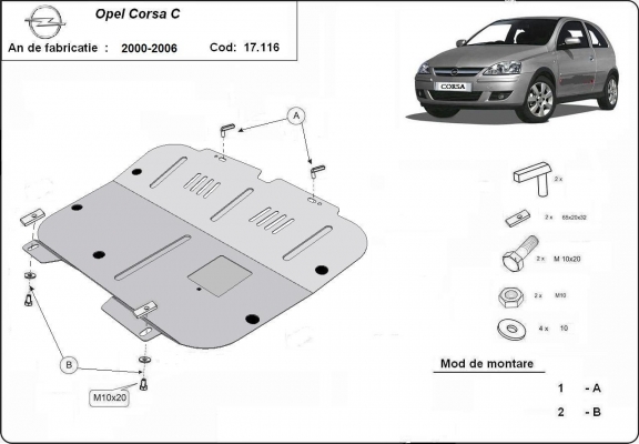 Steel sump guard for Vauxhall Corsa C
