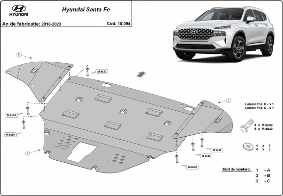 Steel sump guard for Hyundai Santa Fe