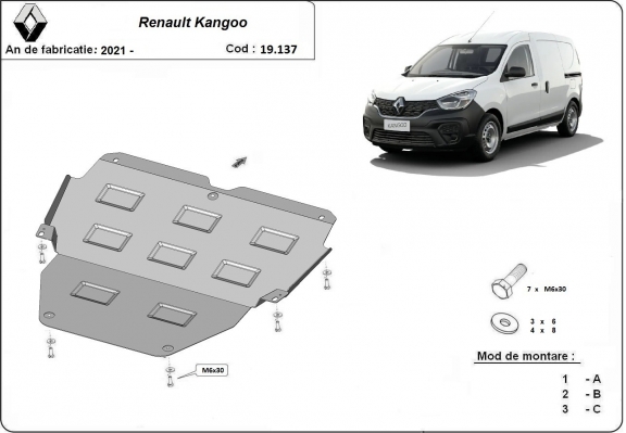 Steel sump guard for Renault Kangoo