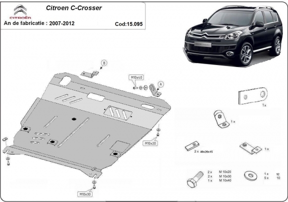 Steel sump guard for Citroen C - Crosser
