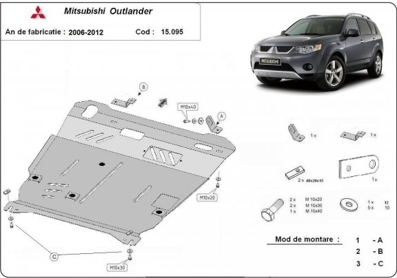 Steel sump guard for Mitsubishi Outlander