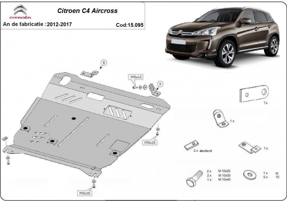 Steel sump guard for Citroen C4 Aircross