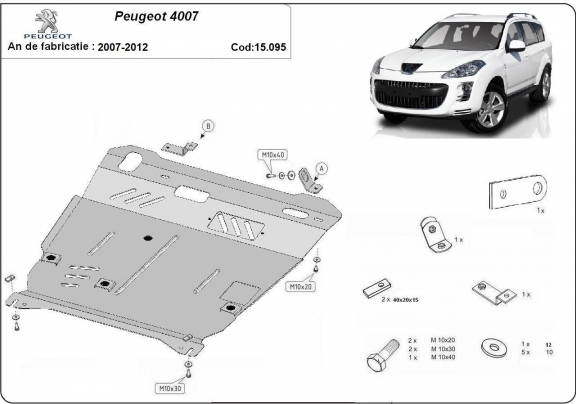 Steel sump guard for Peugeot 4007