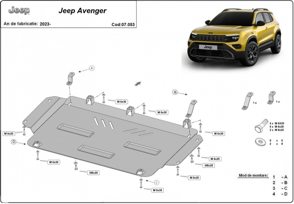 Steel sump guard for Jeep Avenger