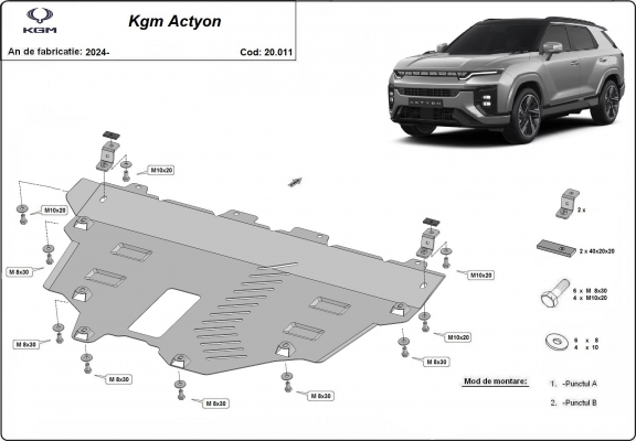 Steel sump guard for KGM Actyon
