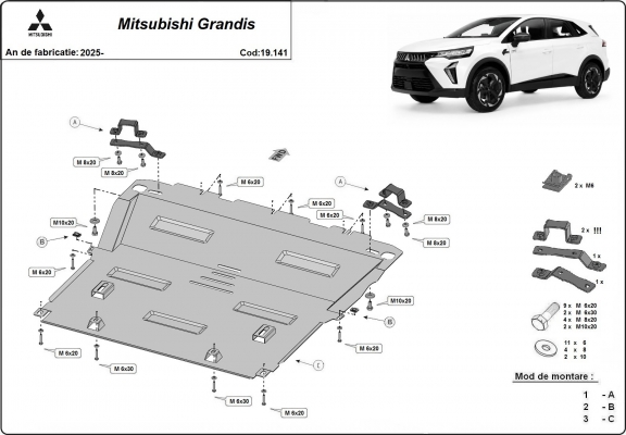 Steel sump guard for Mitsubishi Grandis