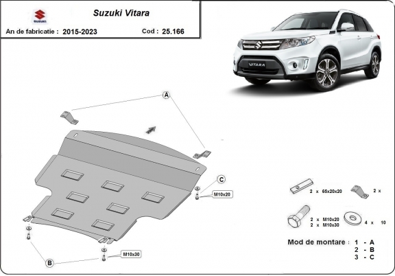 Steel sump guard for Suzuki Vitara