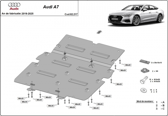 Steel sump guard for Audi A7