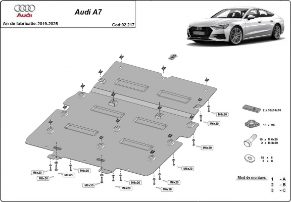 Steel gearbox guard for Audi A7 A7