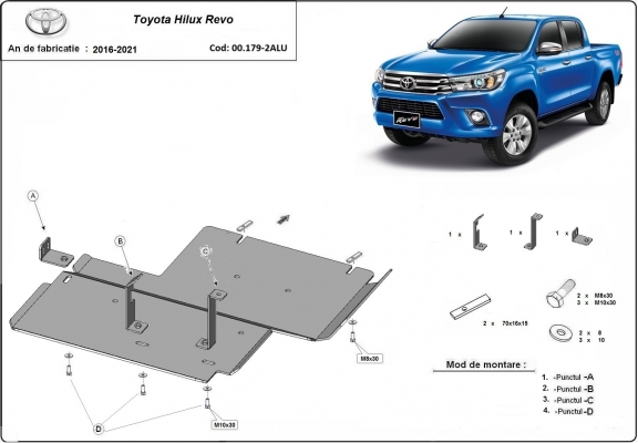 Aluminum differential guard for Toyota Hilux Revo