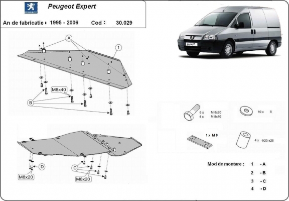 Steel sump guard for Peugeot Expert