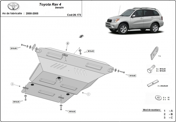 Steel sump guard for Toyota Rav4