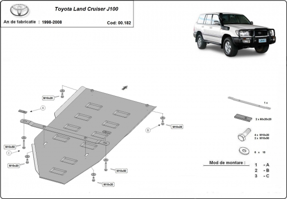 Steel gearbox guard for Toyota Land Cruiser J100