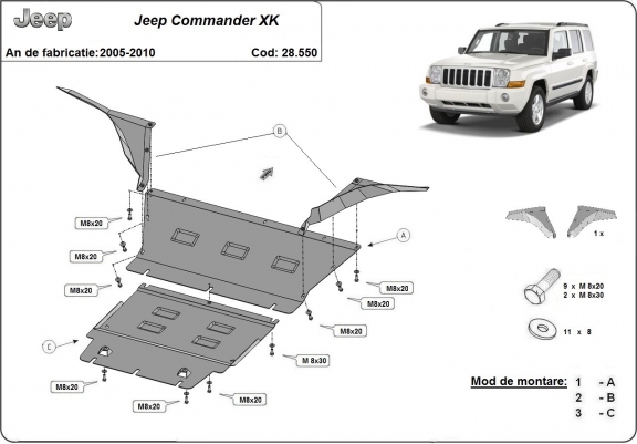 Steel sump guard for Jeep Commander
