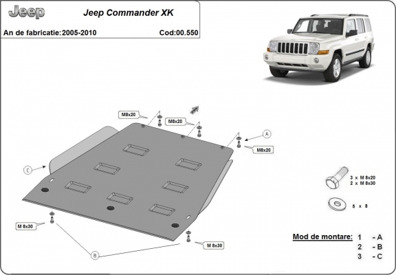 Steel gearbox guard for Jeep Commander - JL