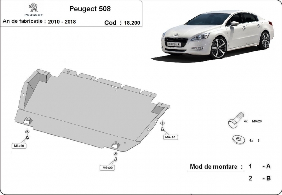 Steel sump guard for Peugeot 508