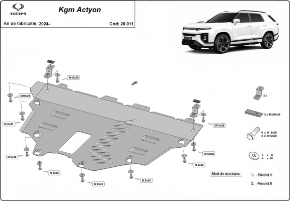 Steel sump guard for KGM Actyon
