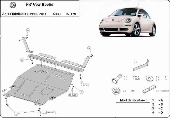 Steel sump guard for Volkswagen New Beetle