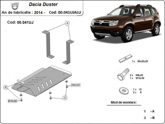 Aluminum diferential guard for Dacia Duster 4x4