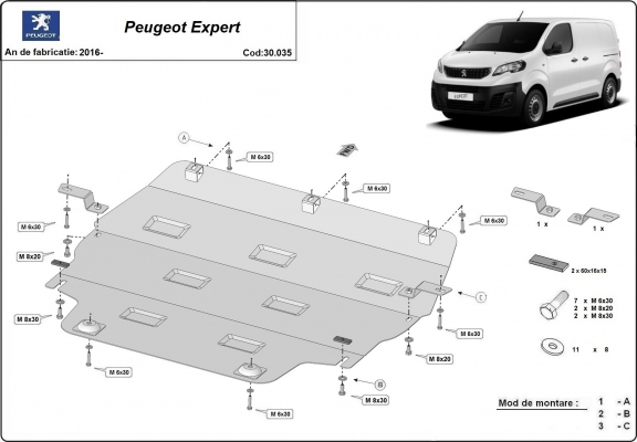 Steel sump guard for Peugeot Expert