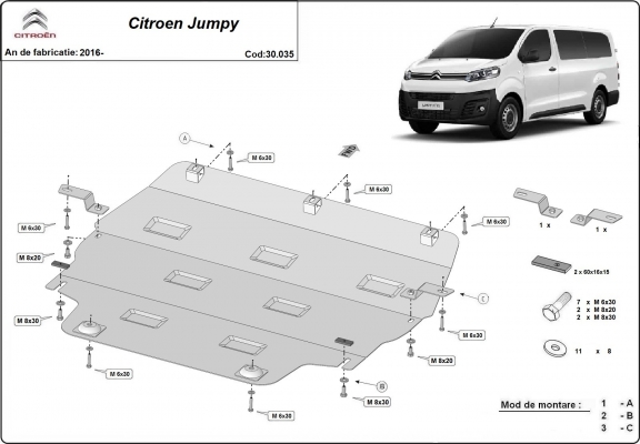 Steel sump guard for Citroen  Jumpy
