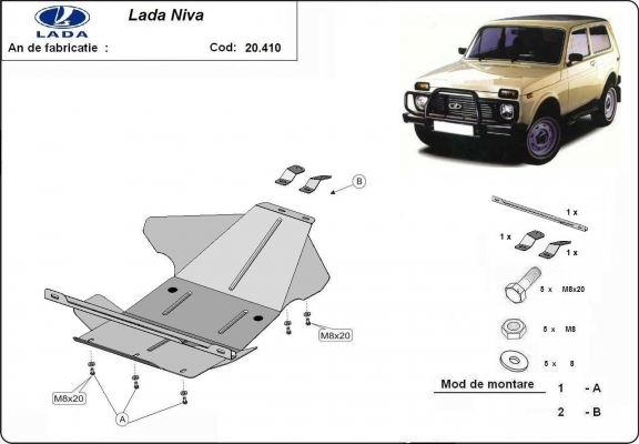 Steel sump guard for Lada Niva