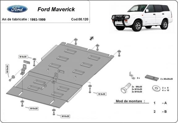 Steel gearbox guard for Ford Maverick 