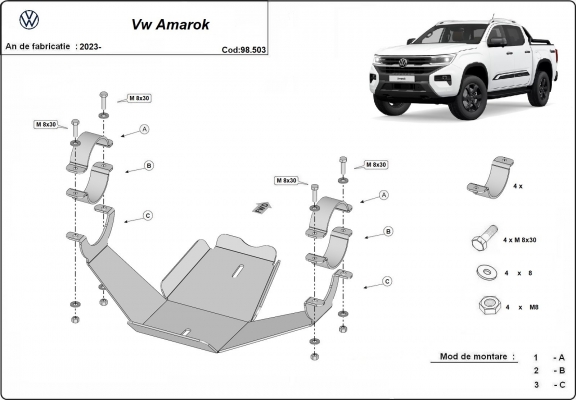 Steel differential guard for Volkswagen Amarok