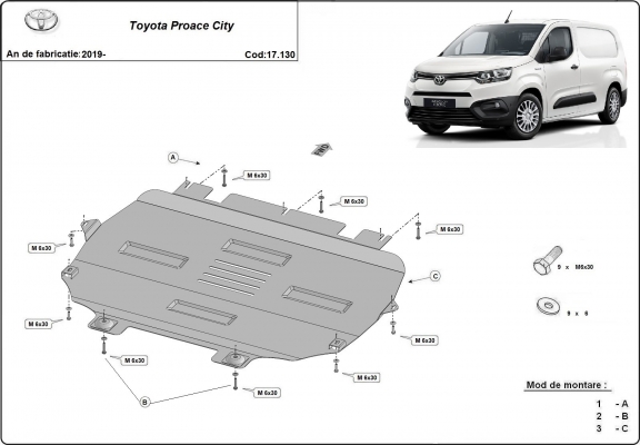 Steel sump guard for Toyota Proace City