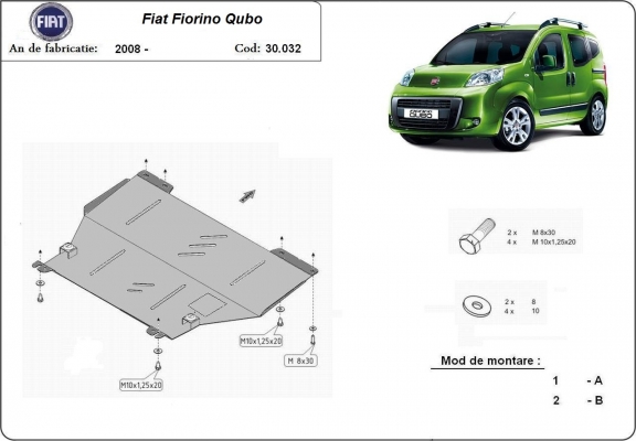 Steel sump guard for Fiat Fiorino