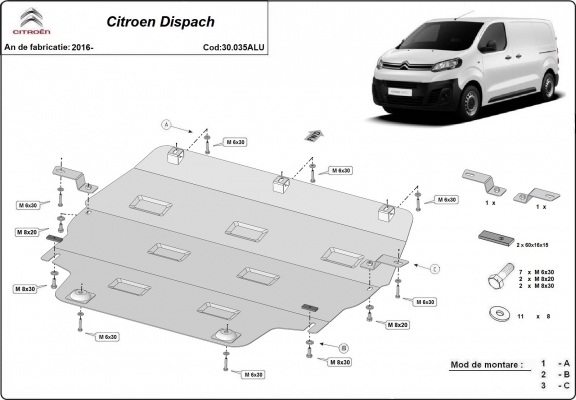 Aluminium  sump guard for Citroen Dispach