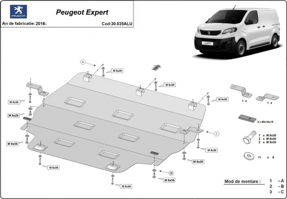Aluminium  sump guard for Peugeot Expert